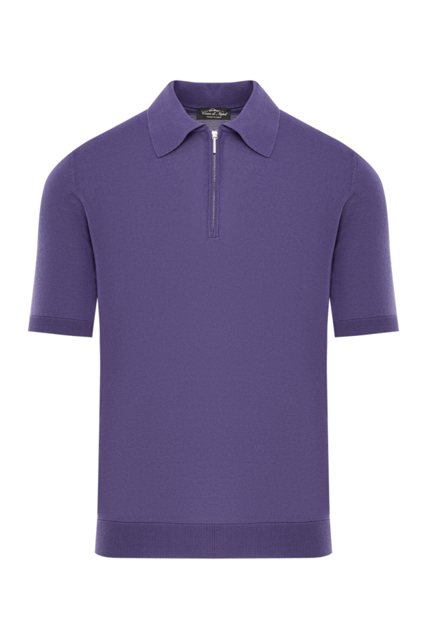 Cesare di Napoli silk polo shirt dark purple slim fit men's 158062 - photo 1