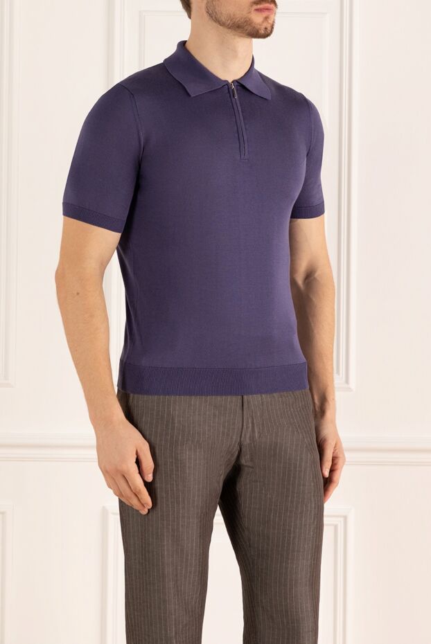 Cesare di Napoli silk polo shirt dark purple slim fit men's 158062 - photo 3