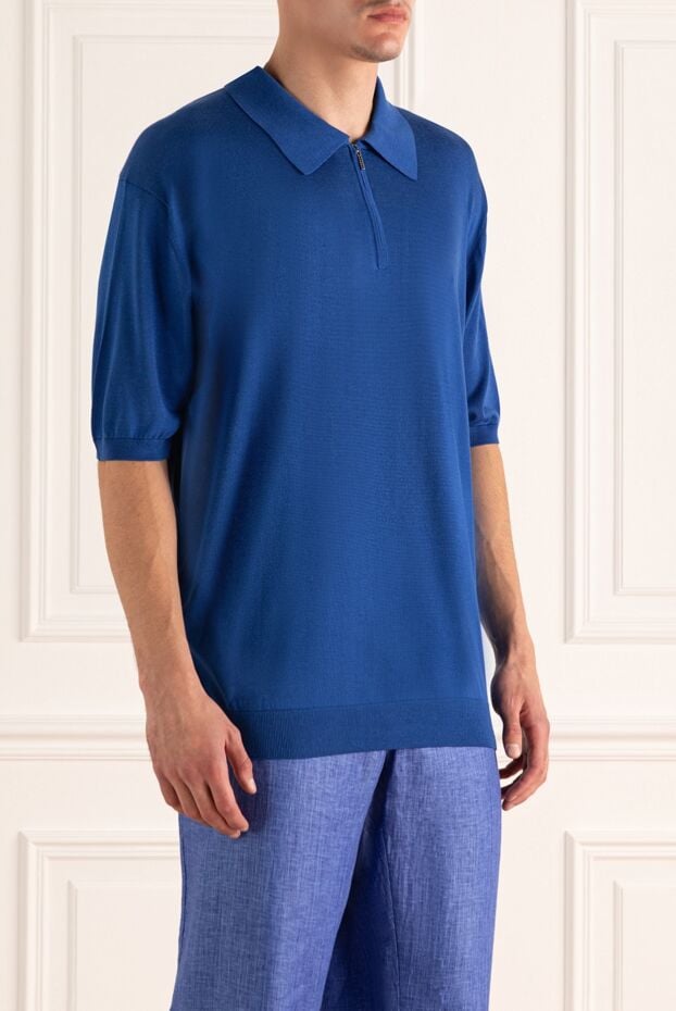 Cesare di Napoli silk polo shirt dark blue men's 158071 - photo 3