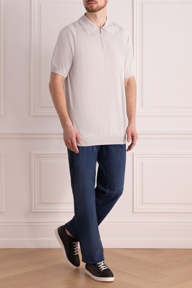Cesare di Napoli men's light gray cotton jersey polo shirt (markdown) 196495 - photo 3