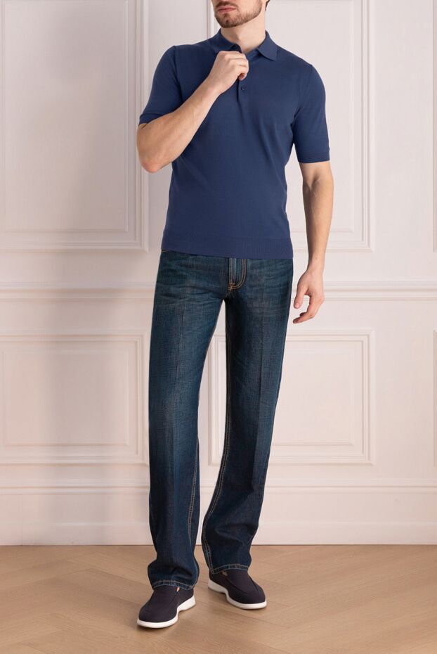 Cesare di Napoli man cotton and silk polo blue for men buy with prices and photos 158100 - photo 2