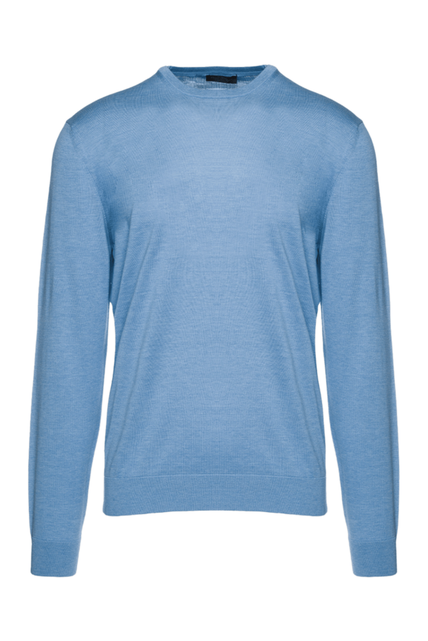 Cesare di Napoli man blue silk and cotton jumper for men buy with prices and photos 158104 - photo 1