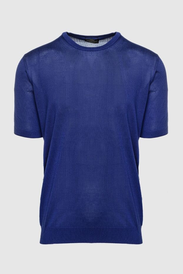 Cesare di Napoli man silk short sleeve jumper blue for men buy with prices and photos 158114 - photo 1