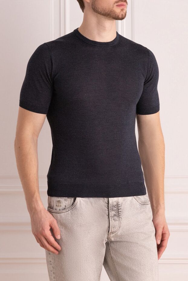 Cesare di Napoli dark grey silk short-sleeve jumper for men 158117 - photo 3