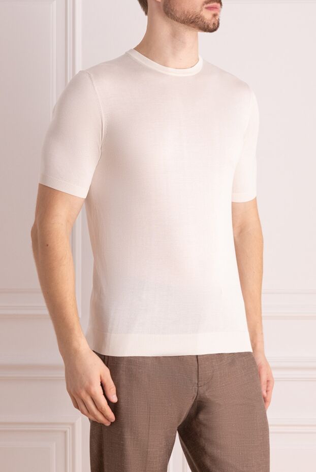 Cesare di Napoli white silk short-sleeve jumper for men 158124 - photo 3