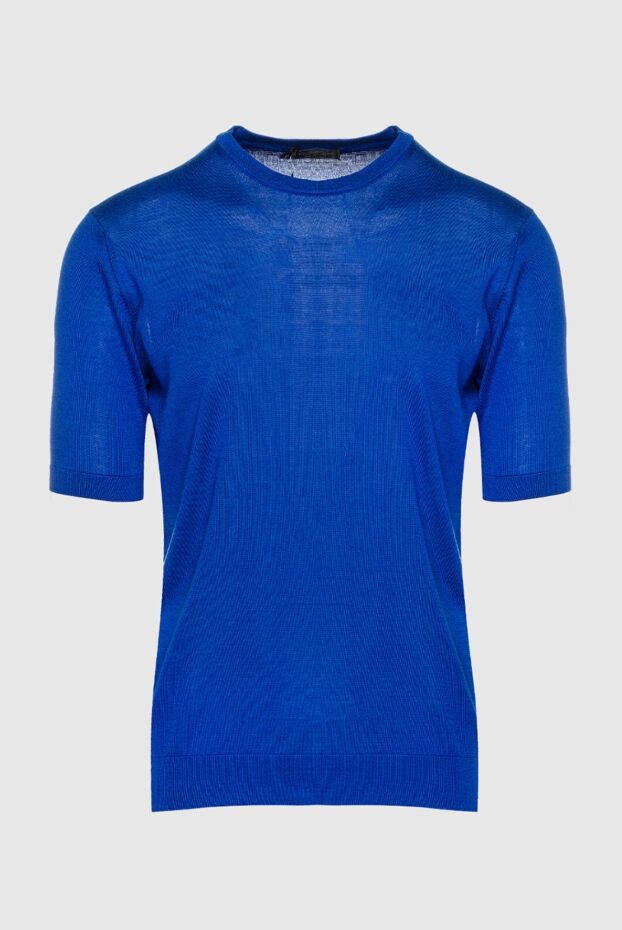Cesare di Napoli man silk short sleeve jumper blue for men buy with prices and photos 158125 - photo 1
