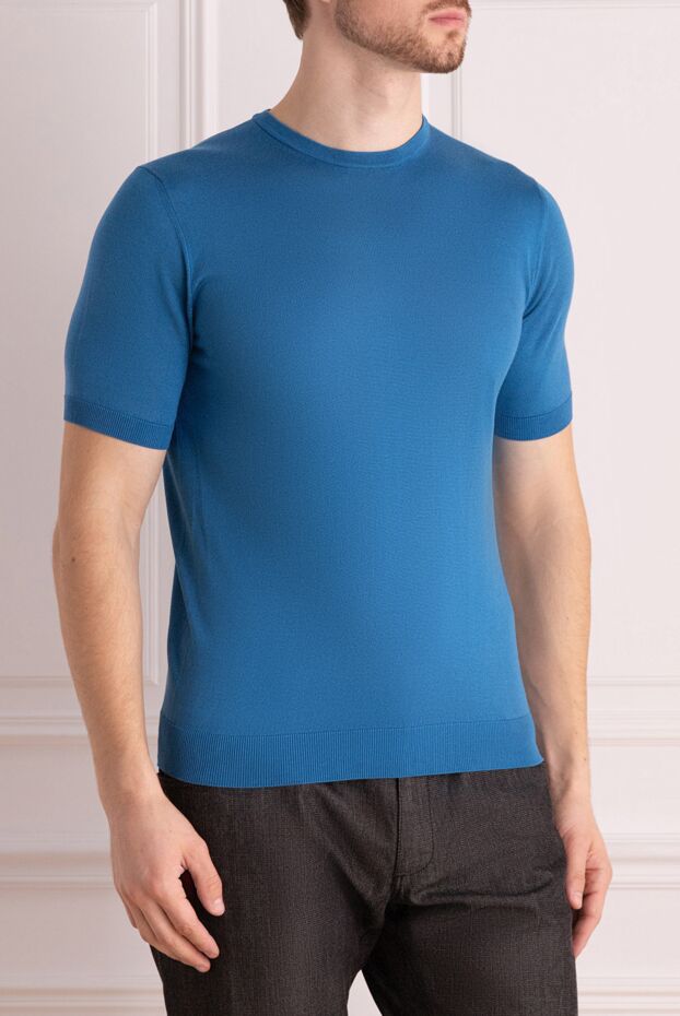 Cesare di Napoli deep blue silk short-sleeve jumper for men 158131 - photo 3