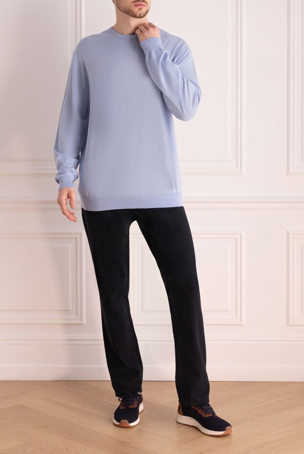 Cesare di Napoli man blue cotton jumper for men buy with prices and photos 158141 - photo 2