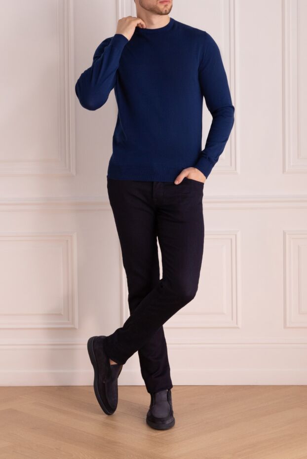 Cesare di Napoli man cotton jumper blue for men buy with prices and photos 158142 - photo 2