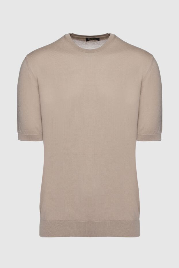 Cesare di Napoli man cotton short sleeve jumper beige for men buy with prices and photos 158159 - photo 1