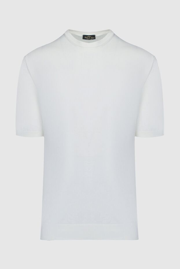 Cesare di Napoli man short sleeve jumper in silk and cotton white for men buy with prices and photos 158165 - photo 1