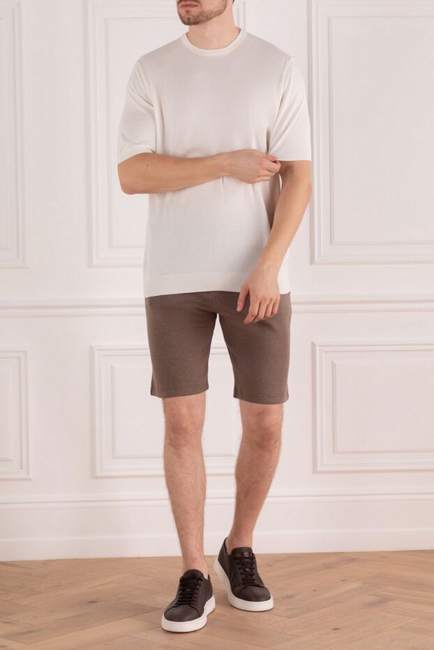 Cesare di Napoli man short sleeve jumper in silk and cotton white for men buy with prices and photos 158165 - photo 2