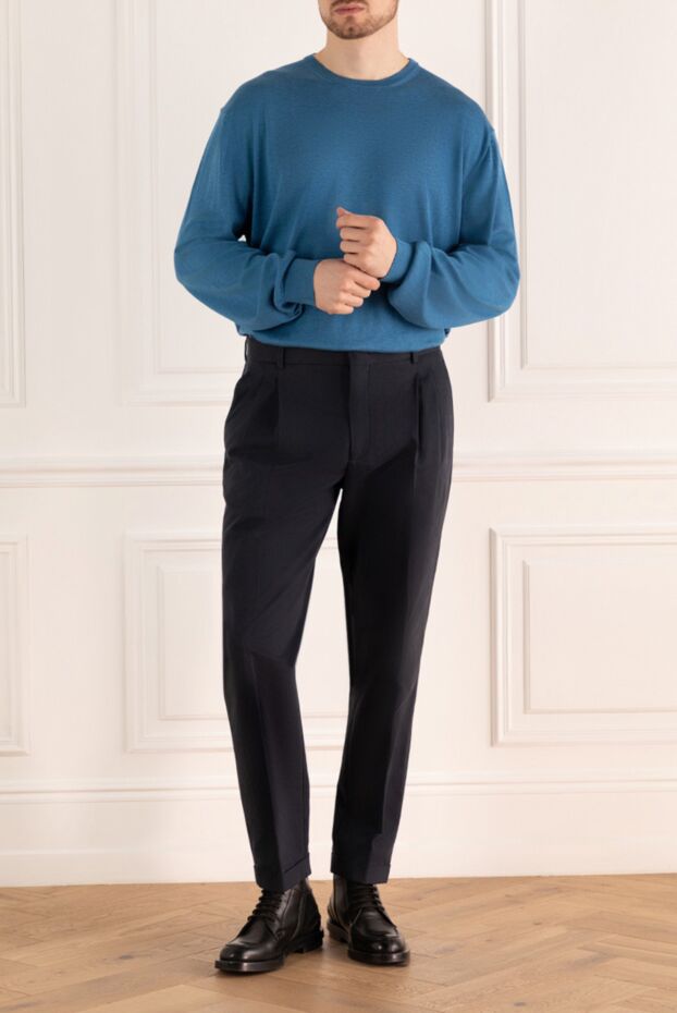 Cesare di Napoli man silk and cotton jumper blue for men buy with prices and photos 158181 - photo 2