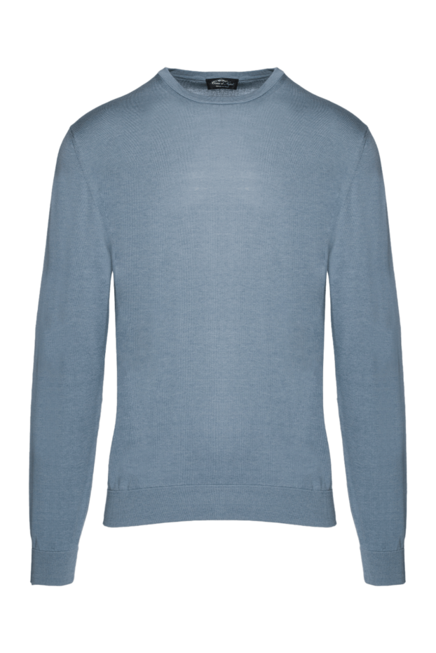 Cesare di Napoli man blue silk and cotton jumper for men buy with prices and photos 158182 - photo 1