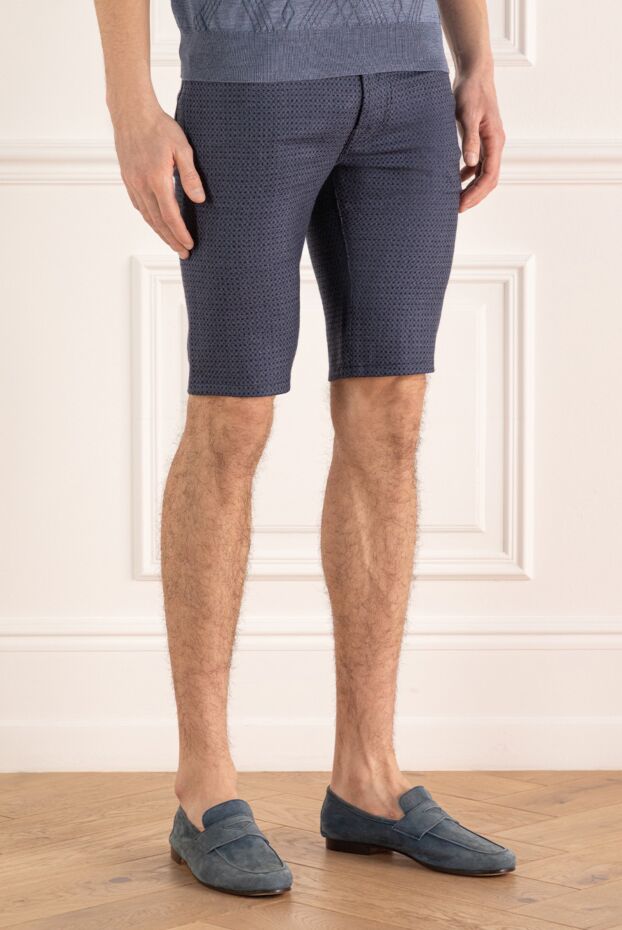 Jacob Cohen men's blue wool denim shorts with micro print 158227 - photo 3