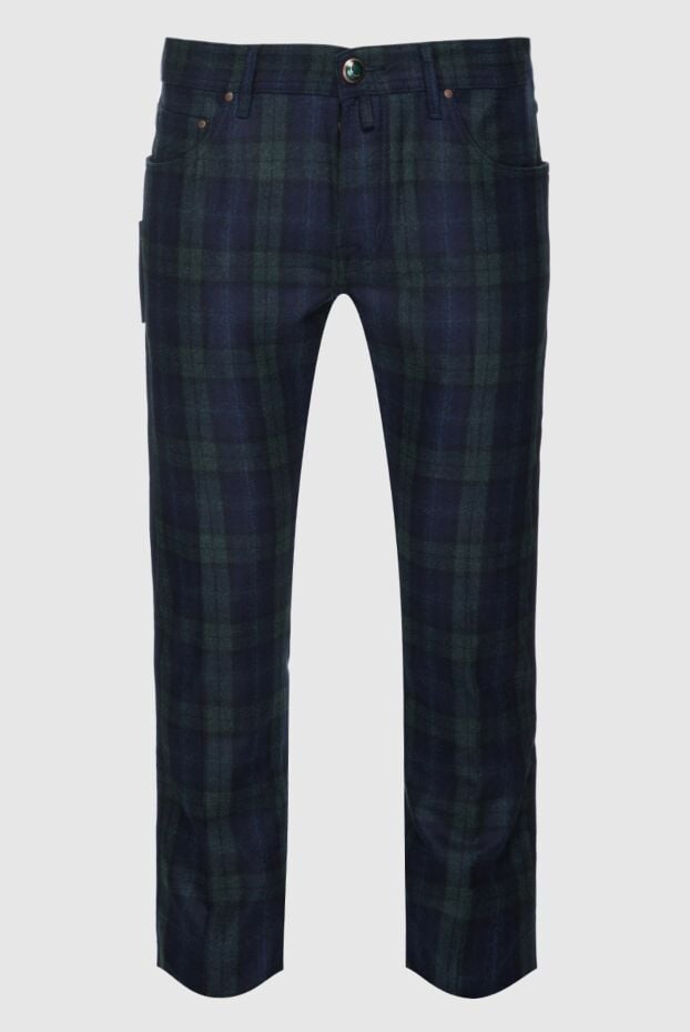 Jacob Cohen men's dark blue and green check wool jeans 158229 - photo 1