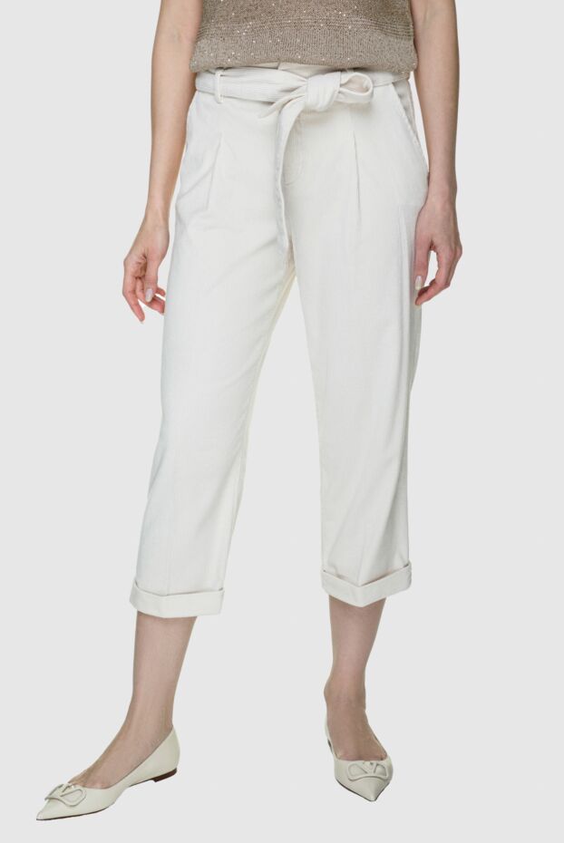 Jacob Cohen women's white velvet jeans with belt 158329 - photo 3