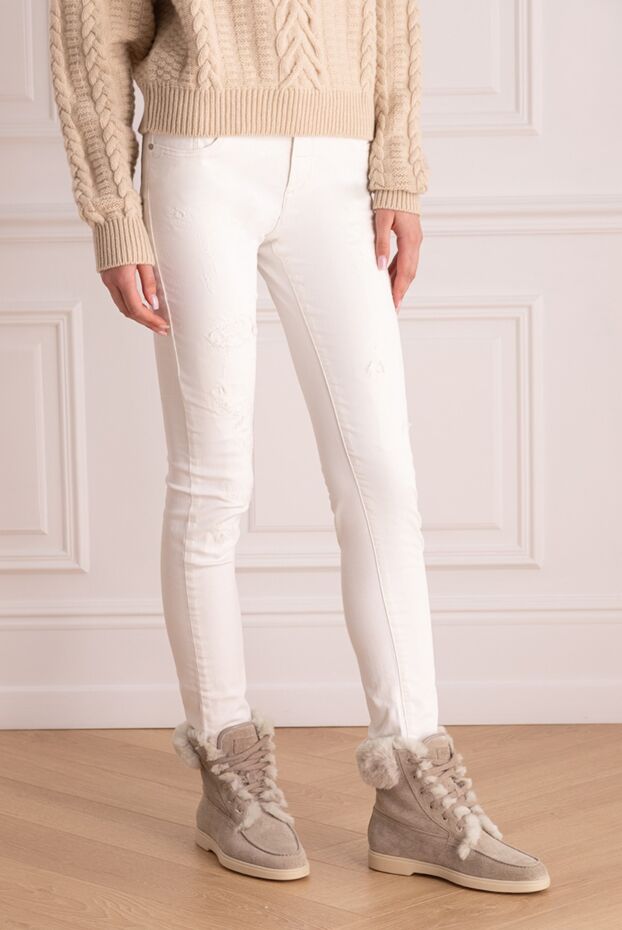 Jacob Cohen women's white skinny jeans with distressed details 158362 - photo 3