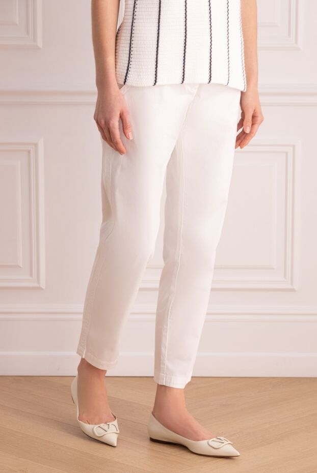 Jacob Cohen women's white straight-leg jeans with logo 158385 - photo 3