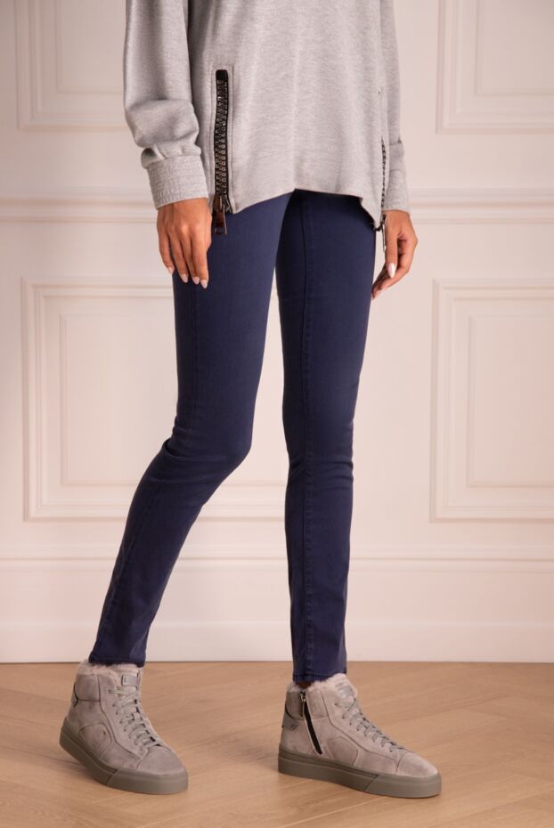 Jacob Cohen women's dark blue straight-leg jeans with branded fittings 158391 - photo 3