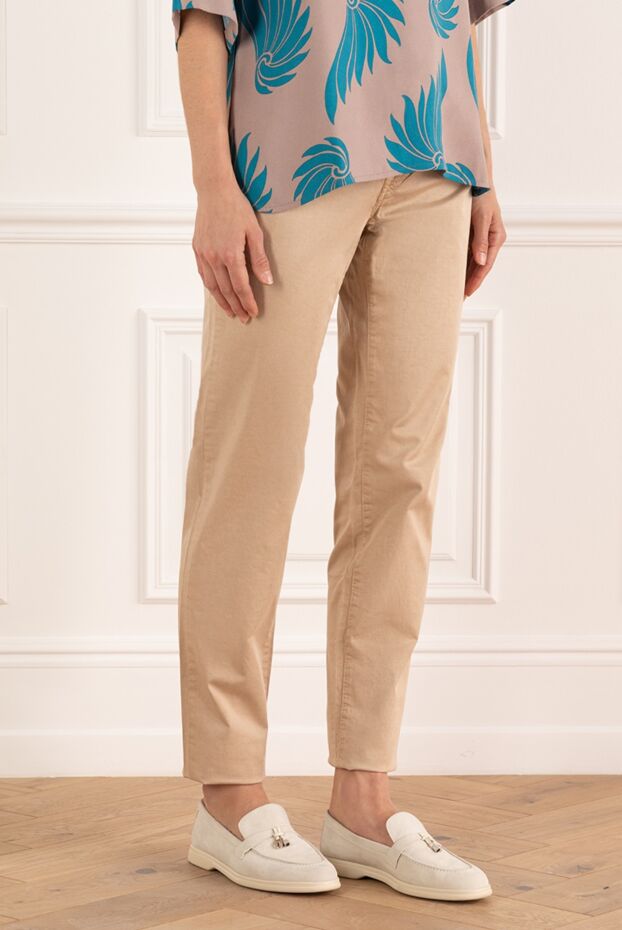 Jacob Cohen straight women's trousers, beige cotton, with a classic fit 158403 - photo 3