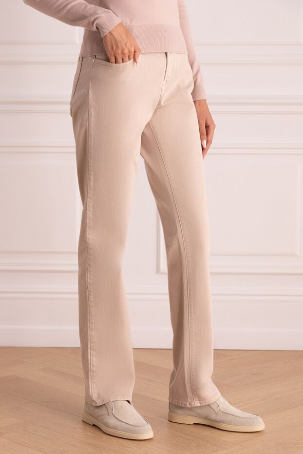 Jacob Cohen women's beige straight fit jeans with logo 158406 - photo 3