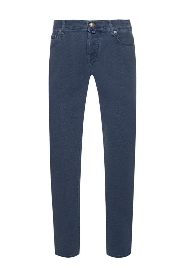 Men's jeans in herringbone weave in blue shade - photo 1