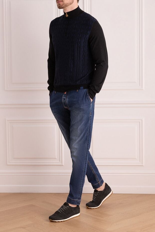 Jacob Cohen men's blue jeans with distressing and decorative trim 158471 - photo 2