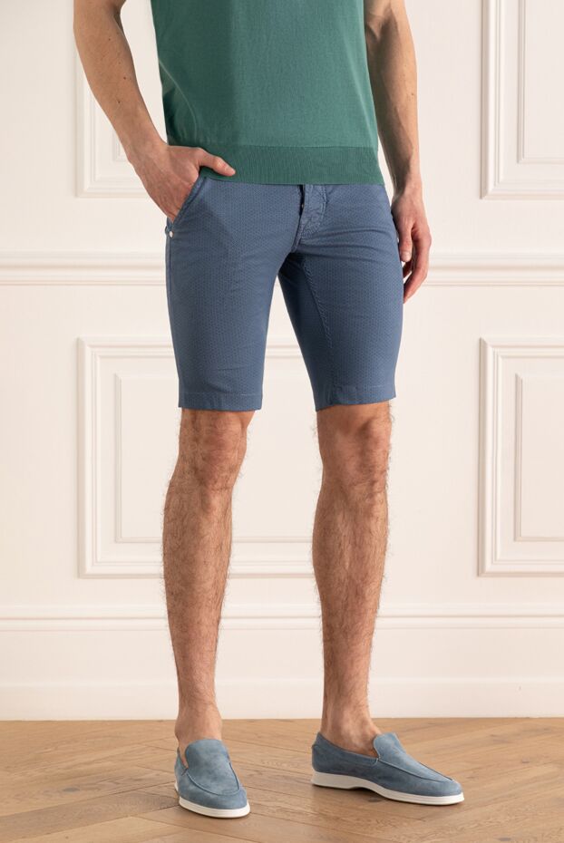 Jacob Cohen men's blue cotton shorts with a relief micro-ornament 158473 - photo 3