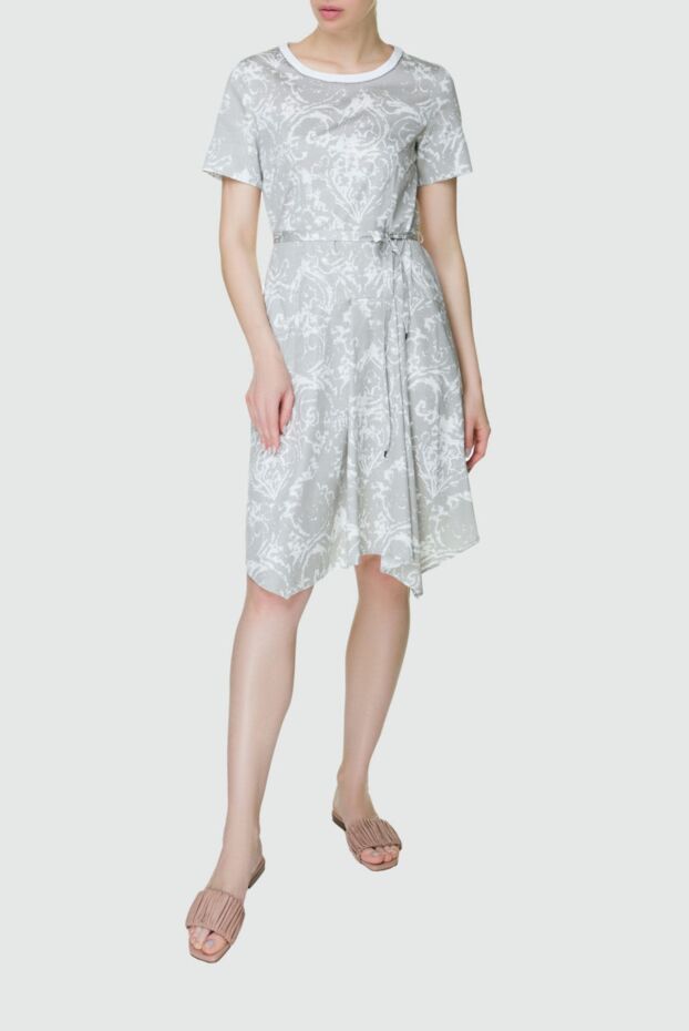 Tonet patterned gray dress with a tie women's 158518 - photo 3