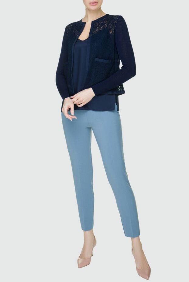 Tonet women's blue cardigan made of thin jersey with lace inserts 158520 - photo 2