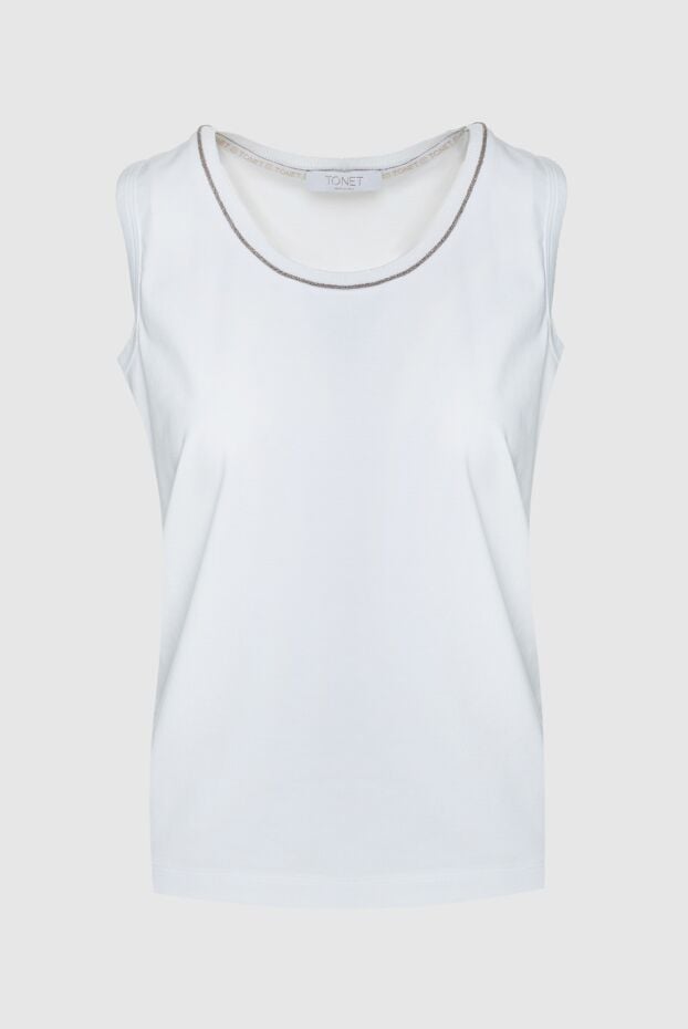 Tonet gray top with decorative stitching along the neckline 158540 - photo 1