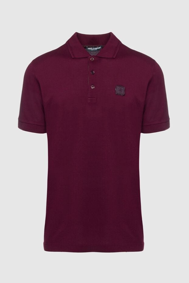 Dolce & Gabbana burgundy men's polo shirt with pique print and heraldic patch (markdown) 195780 - photo 1