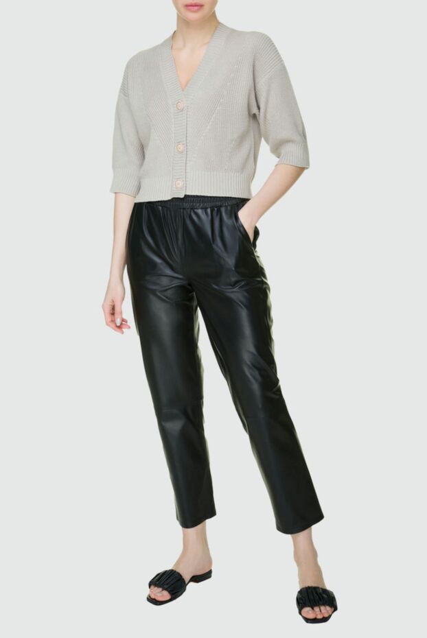 Fleur de Paris woman black leather trousers for women buy with prices and photos 158571 - photo 2