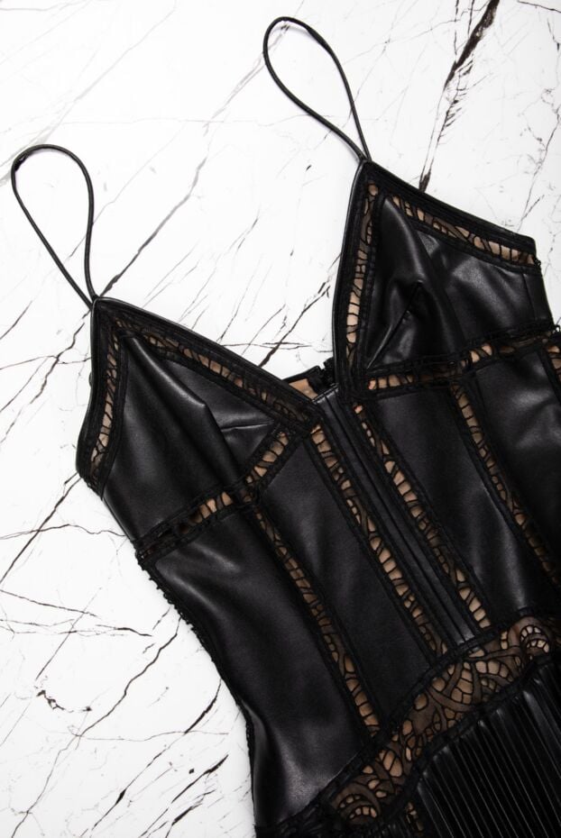 Ermanno Scervino black midi dress with glossy pleating and corset effect on the bodice 158708 - photo 2