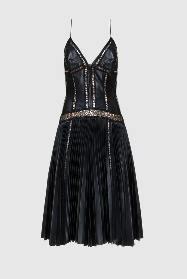 Ermanno Scervino black midi dress with glossy pleating and corset effect on the bodice 158708 - photo 1