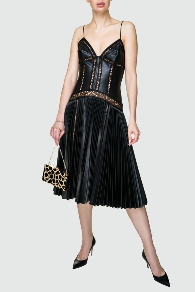 Ermanno Scervino black midi dress with glossy pleating and corset effect on the bodice 158708 - photo 3
