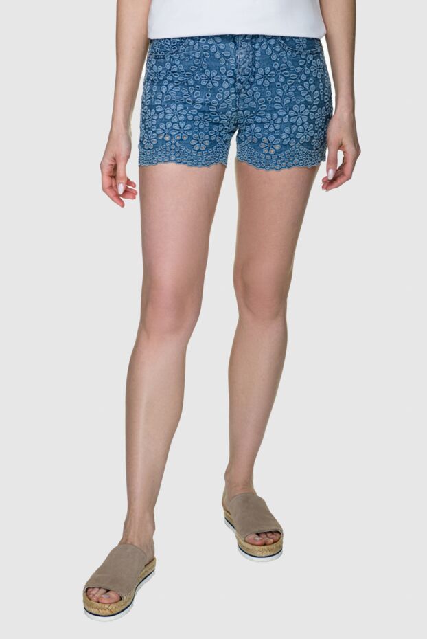 Ermanno Scervino women blue cotton shorts with embroidery-perforation 158727 - photo 3