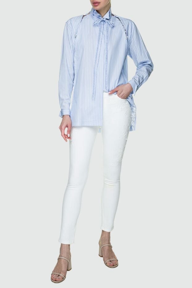 Ermanno Scervino women's white cotton jeans with floral embroidery on the sides 158731 - photo 2