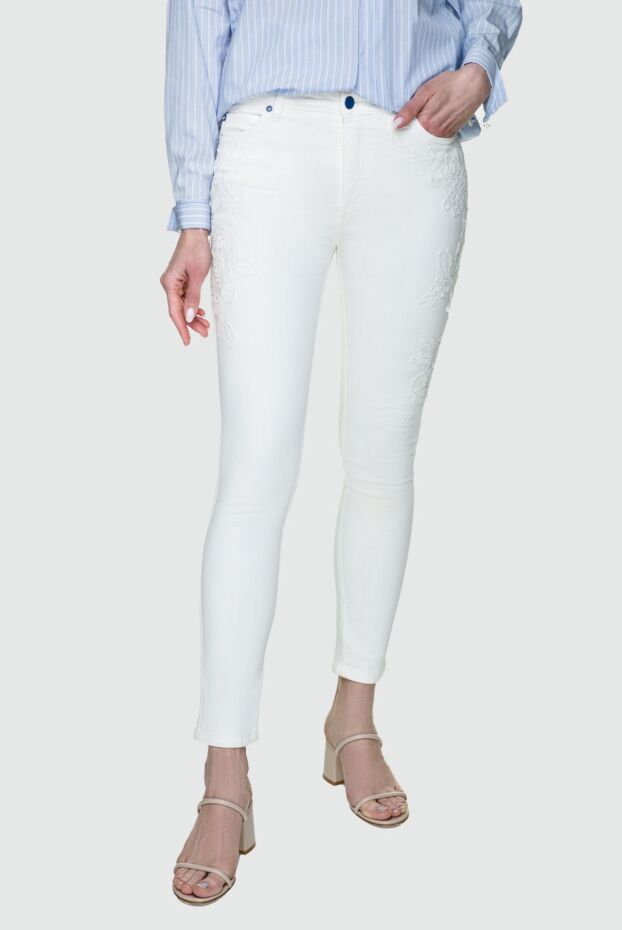 Ermanno Scervino women's white cotton jeans with floral embroidery on the sides 158731 - photo 3
