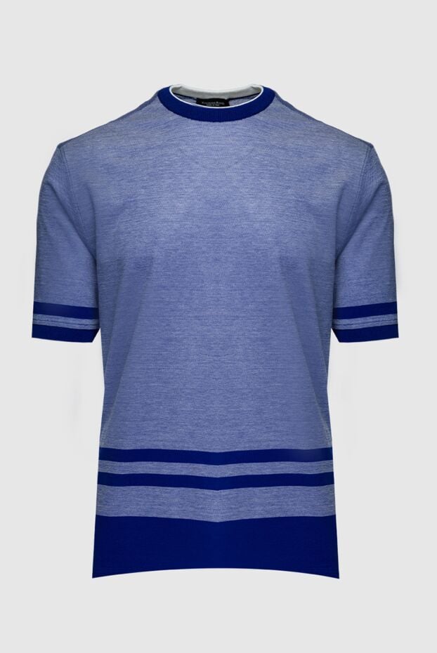 Cotton jumper with short sleeves and contrasting stripes - photo 1