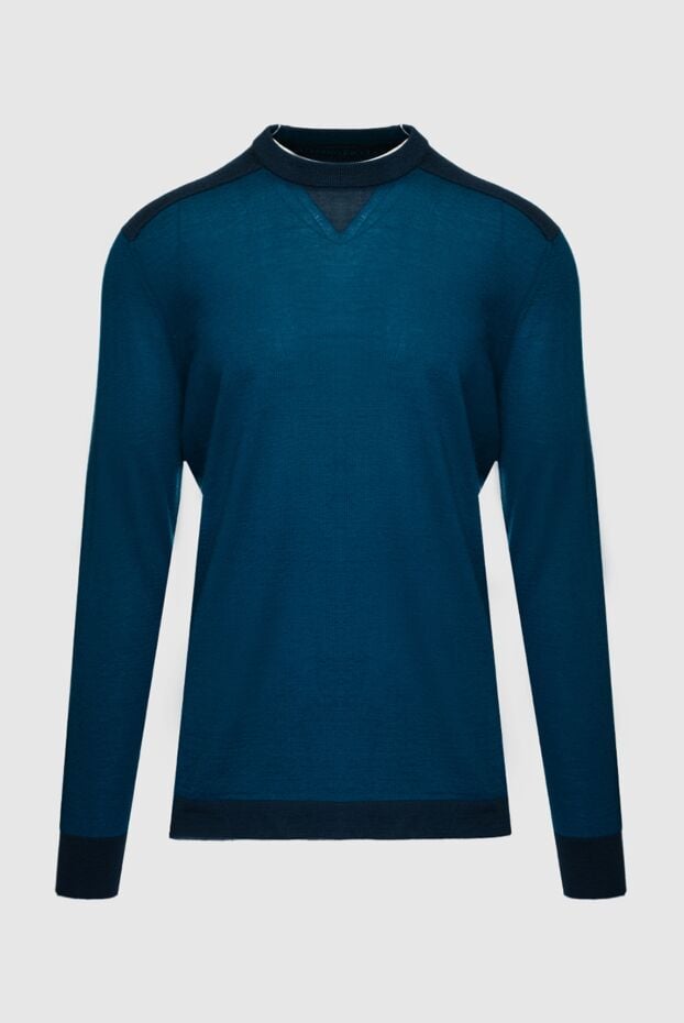 Stefano Ricci blue cashmere jumper with contrasting elbow pads 158743 - photo 1