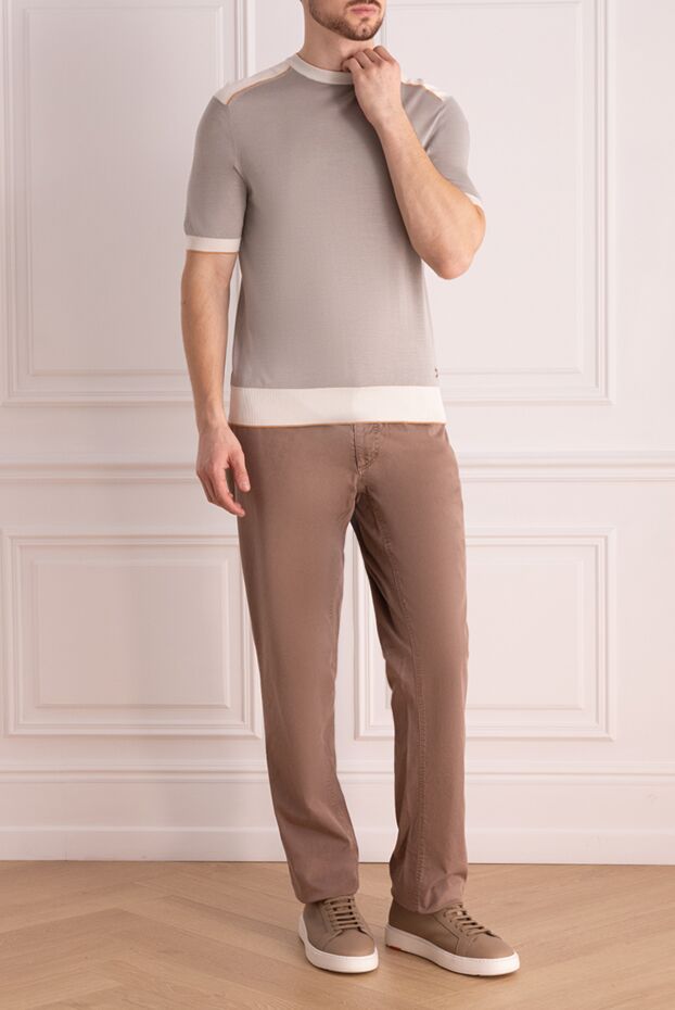 Short sleeve silk jumper gray for men - photo 2