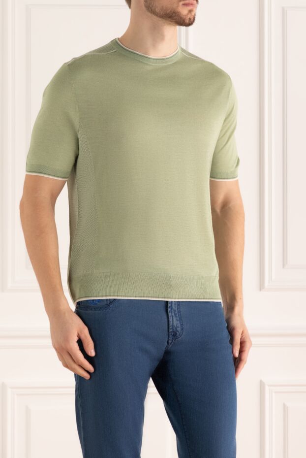 Stefano Ricci pistachio knit jumper with white neckline trim 158757 - photo 3
