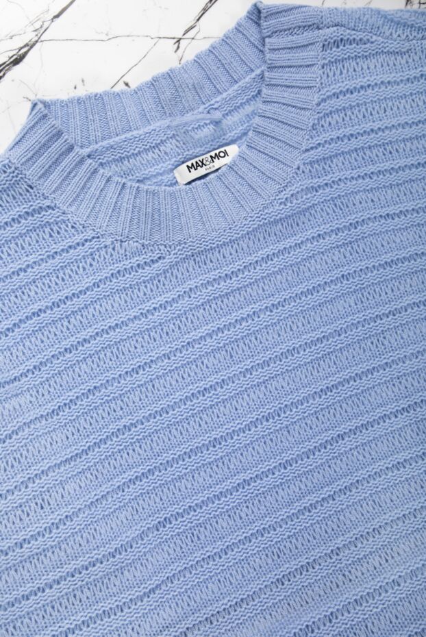 Max&Moi blue womens cashmere jumper with textured striped knitting 158854 - photo 2
