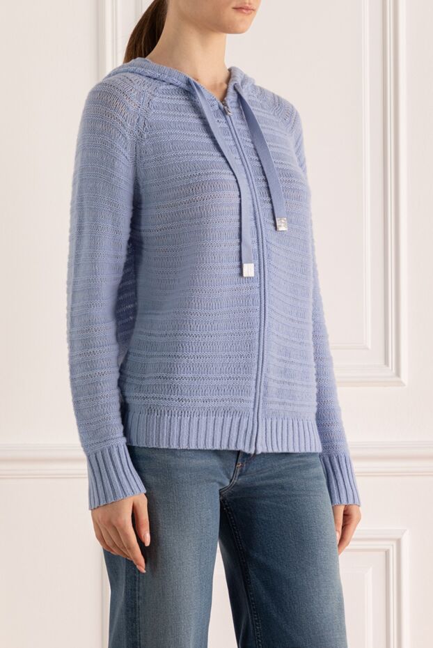 Max&Moi cashmere cardigan with hood and textured knit in soft blue shade 158856 - photo 3