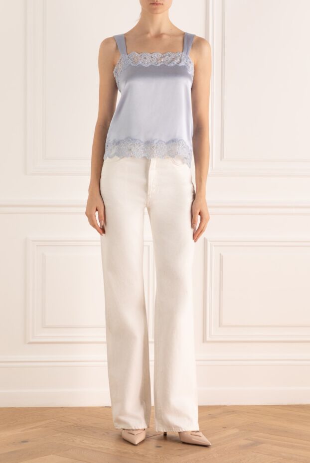 Max&Moi women's silk top in a delicate blue shade with a decorative openwork pattern 158876 - photo 3