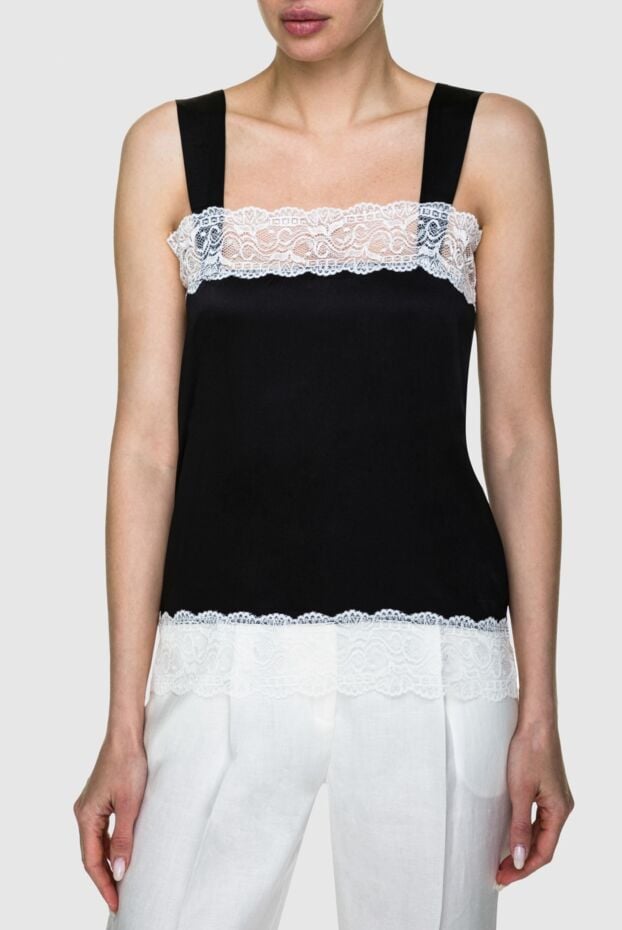 Max&Moi black silk top with white lace trim 158877 - photo 3
