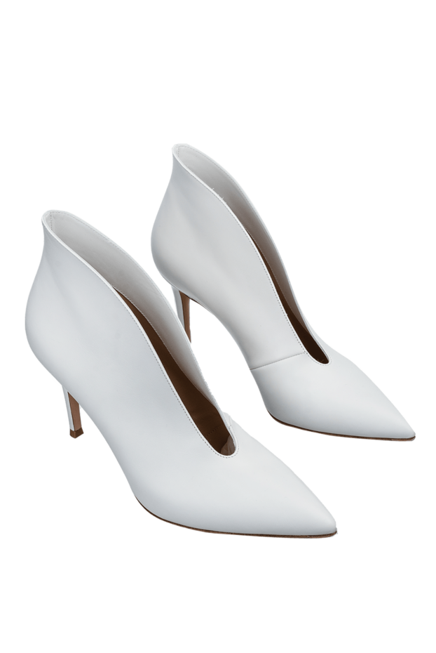 Gianvito Rossi women's leather ankle boots with a long toe and v-shaped cutout, white 158920 - photo 3