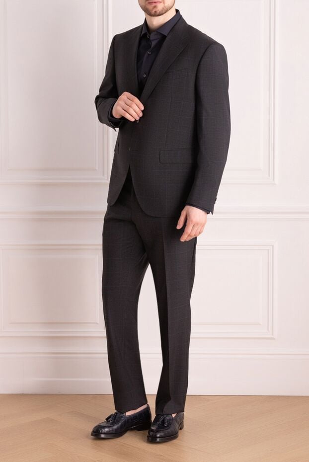 Sartoria Latorre men's wool suit in a check dark gray single-breasted 158933 - photo 2